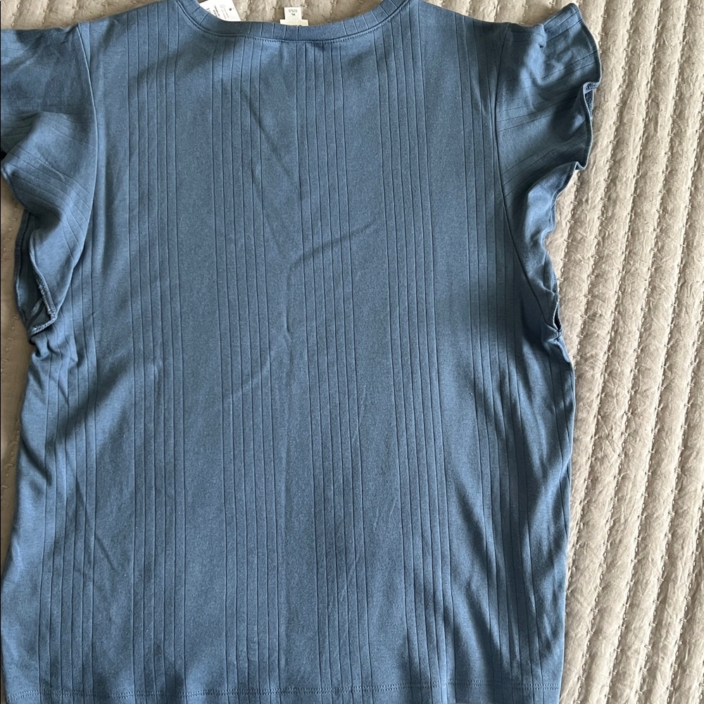 GAP Ribbed Blue Crew Neck Top - Picture 2 of 3